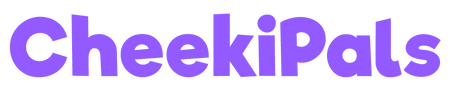 CheekiPals Logo Chunky, friendly block text in purple that says CheekiPals
