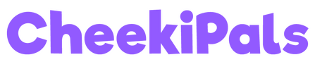 CheekiPals Logo Chunky, friendly block text in purple that says CheekiPals